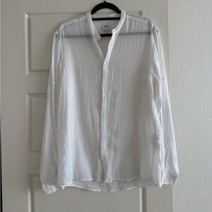 Zara White Button-Up Shirt Long Sleeve Size Small